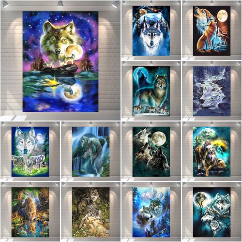 Large night wolf tapestry - night,