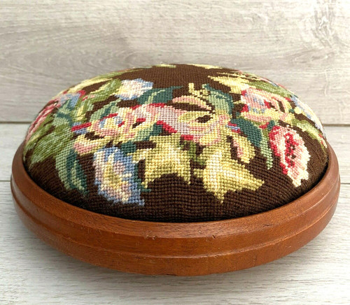 Vintage round footstool - vintage,