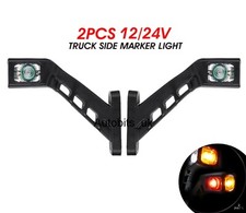 2x 3 Function Side Stalk Marker Led Lights Clear Lens For Trailer Truck 12v 24v