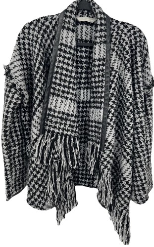 Black white houndstooth fringe - houndstooth,