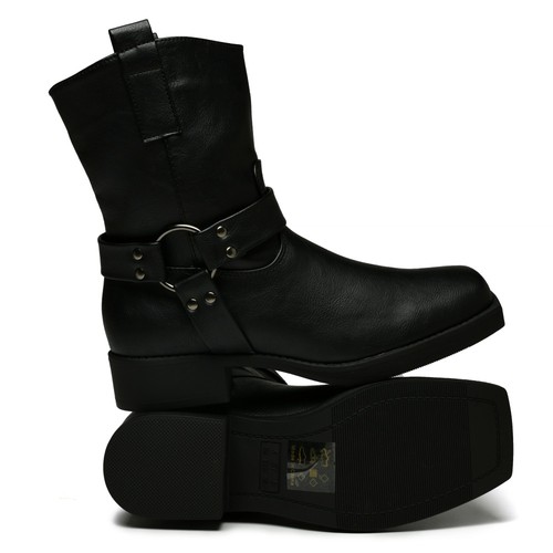 Womens black biker boot - black,
