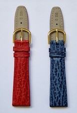 20mm Shark Grained Calf Padded, Stitched Watch Strap Gold Coloured Buckle