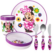 Minnie Mouse Kids 6 Piece Dinnerware Cutlery Set Plate/Bowl/Cup/Knife/Fork/Spoon