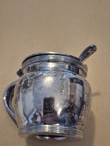 Silver plated mustard pot - plated,