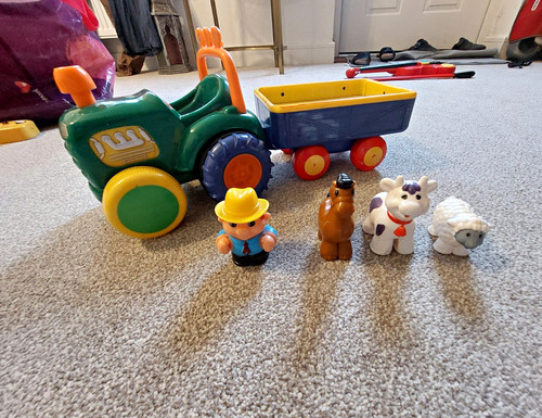 Toy farm tractor - trailer, set