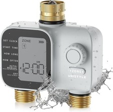 2 Zone Programmable Sprinkler Timer Brass Inlet Outlet IP55 For Lawn Garden New