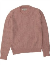 JACK WILLS Womens Crew Neck Jumper Sweater UK 12 Medium  Pink Merino Wool DK91