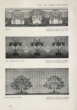 Art Nouveau Wall Paper & Frieze for Arthur Sanderson etc - Antique Print 1907