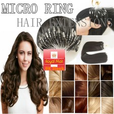 14''-24'' Double Drawn Micro Loop Ring Beads Remy Human Hair Extensions 1G/S UK