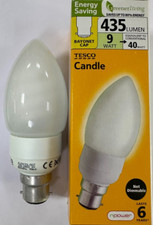 2x 9W (=40W) CFL Large Candle