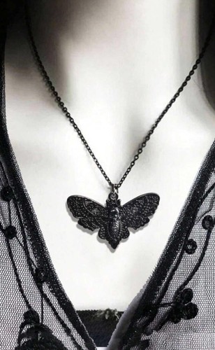 Death moth necklace - death,