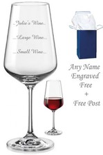 Personalised Engraved Wine Glass Any Name, Any Occasion, Small Wine, Large Wine