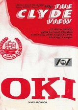 Clyde v Alloa Athletic (with small report) Scottish League 24th August 1991