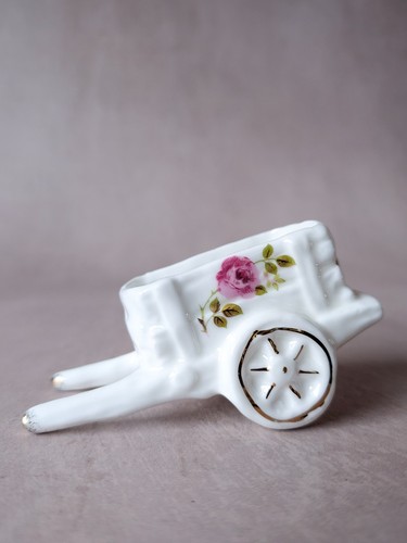 Vintage ceramic wheelbarrow - vintage,