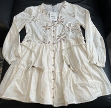 Zara embroidered dress ecru