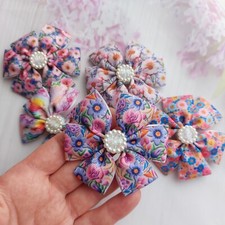 Girls hair bow clip gift set of 5 Floral pattern bows