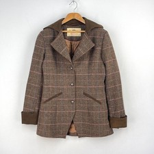 Alan Paine Surrey Tweed Jacket Womens 10 Brown Check Wool Country Hacking Blazer