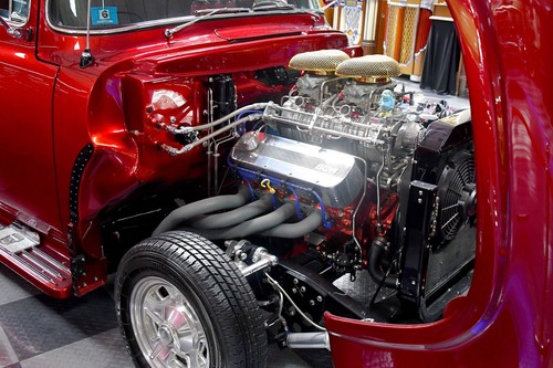 1956 ford 100 red pickup - f-100,