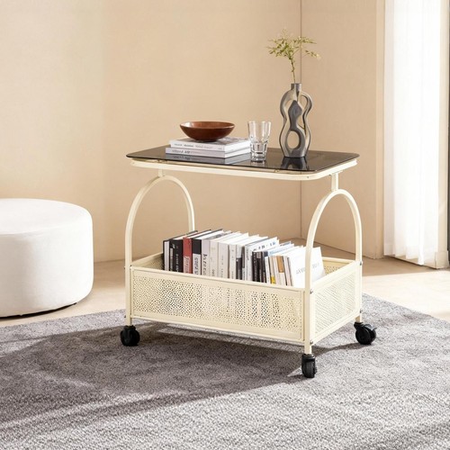 Movable side table with - side, wheels
