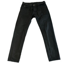 Mens Emporio Armani Jeans Tapered Fit W32 L32 Black Wash 100% Cotton Button Fly