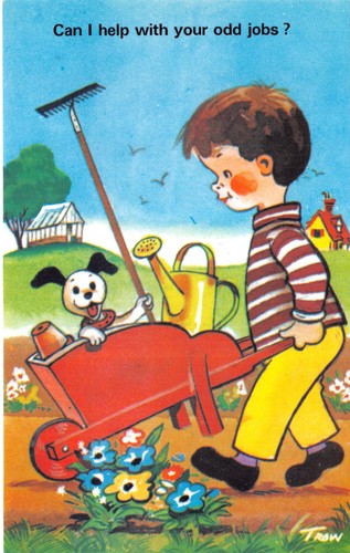 Trow comic postcard - comic, child