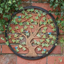 Multi-Coloured Circular "Tree of Life" Garden Wall Art - 40cm