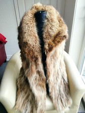 Real fur beige/brown long