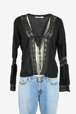 Hippie Gypsy Embroidered Blouse Tunic Top Vintage Kaftan Black Size L - LB393