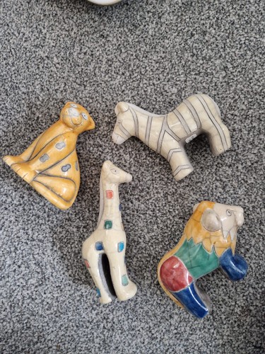 Set raku pottery animals - pottery,