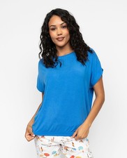 Cyberjammies Pyjama Top Modal Women Lyla Blue Jersey Slouch Short Sleeve PJ Top