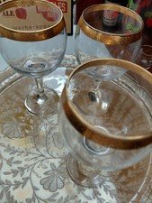 Set of 4 Stemmed Gold Rimmed