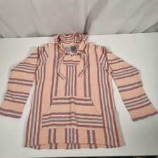 Original Senor Lopez Baja Hoodie Poncho M Unisex Salmon Mexican Pullover
