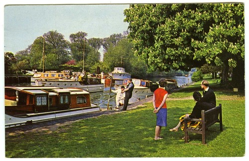 1960s postcard boats river - postcard,