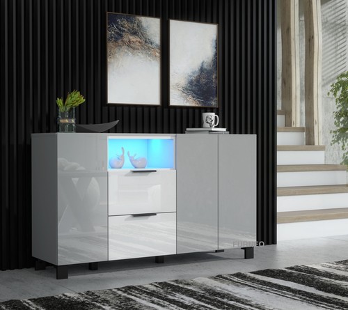 Sideboard cabinet grey - grey, white
