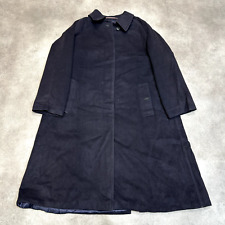 Burberry Trench Coat Mens 46" Pure Cashmere Wool Button Up Mac Jacket, Navy