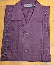 Purple Diamond Cuban Shirt Swing Rockabilly 50s guayabera retro embroidery mens