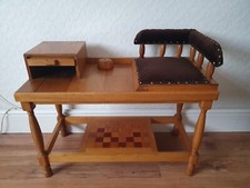 VINTAGE MID CENTURY SKANDI OAK TELEPHONE TABLE HALL SEAT RETRO VGC