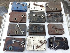 Vintage old Antique Original Metal Door Rim Locks With Keys SOLD SINGULAR 1 One 