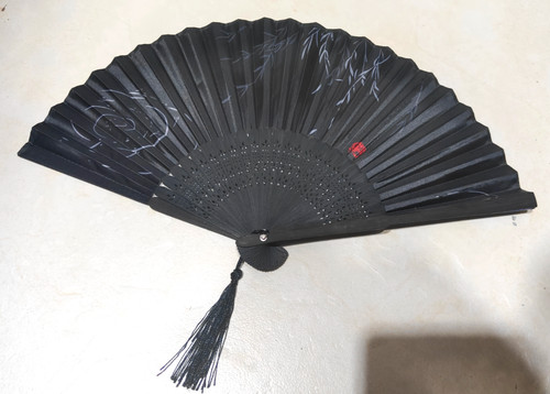 Lovely black patterned silk - lovely,