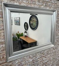 Large Brushed Silver Scoop Wall Mirror overmantel frame *various sizes*