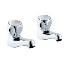Chrome Plated Hand Wash Basin Taps with Tricon Heads - 1/2" - WRAS Approved