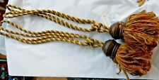 BIG 1970S ERA CURTAIN TIE BACKS  WITH  WOODEN HUBS   55 CM LONG  