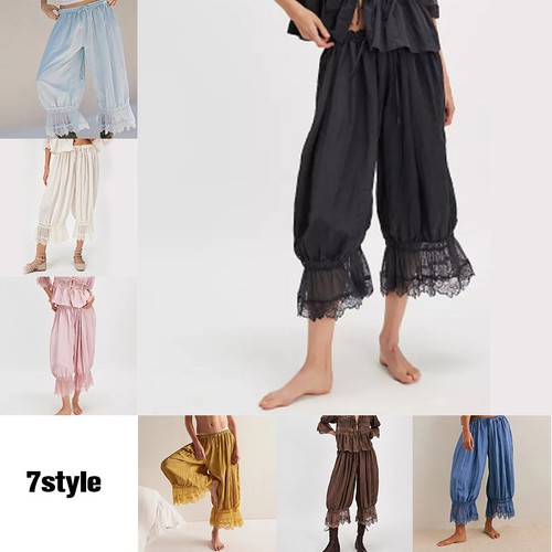 Women lace trim pants - lace,