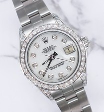 26mm Ladies Rolex Datejust with White MOP Diamond Dial, Bezel & Shoulders.