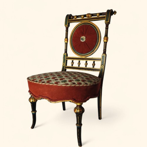 Blackened wood boudoir chair - blackened,