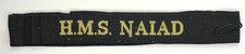 Vintage HMS Naiad Cap Tally