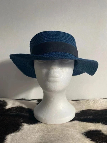 Navy blue boater sun hat