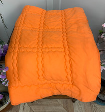 MID CENTURY VINTAGE ORANGE TERYLENE RETRO SINGLE QUILT BLANKET BEDSPREAD 65"x43"
