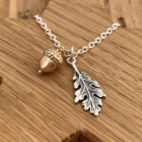 Acorn oak leaf pendant - oak,