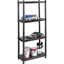 Essentials 4 Tier Plastic Shelving Unit for Garage Workshop Storage Shelf